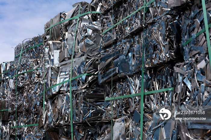 aluminum scrap in a pile of cubes