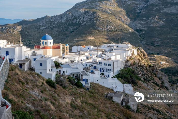 Cyclades, Greece. Serifos island, aerial view of Chora town