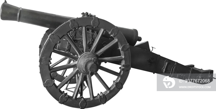 Isolated PNG cutout of an old artillery cannon  on a transparent background, ideal for photobashing, matte-painting, concept art