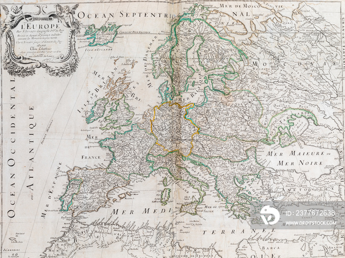 Old map of  Europe - From an 1656 Atlas of Geography from P. du Val - France (Private collection)