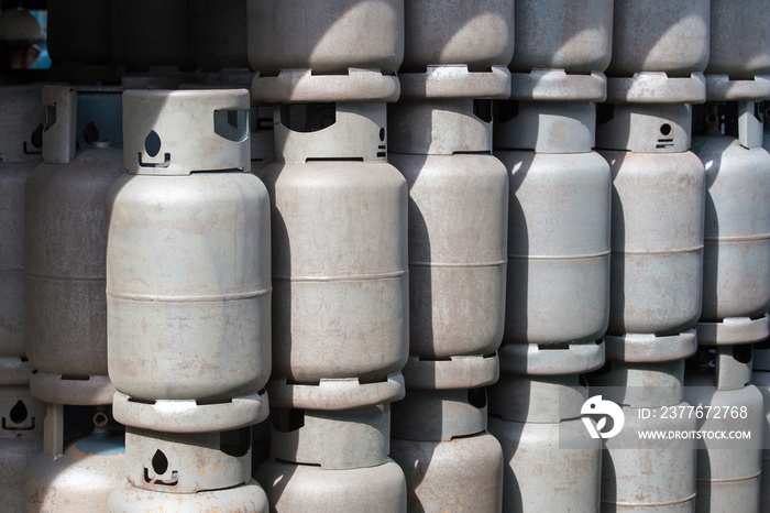 Stack of old Gas containers, gas tank cylinder balloon recycle