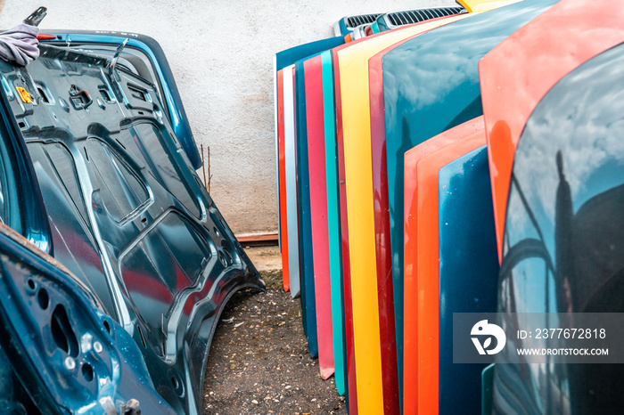 car parts at the scrap yard