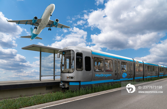 A hydrogen fuel cell train and airplane. New energy sources