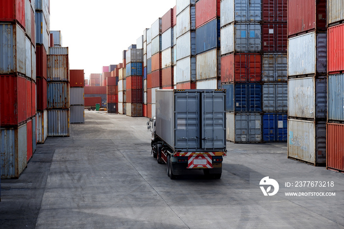 Cargo trucks in container yard