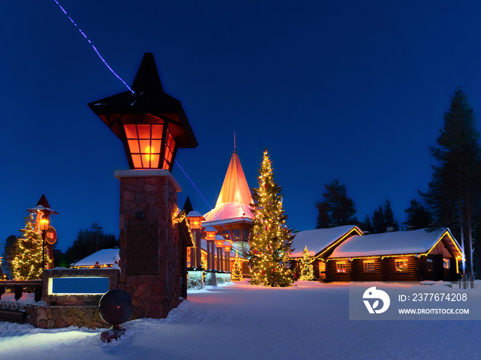 Arctic Circle lanterns in Santa Office at Santa Village evening