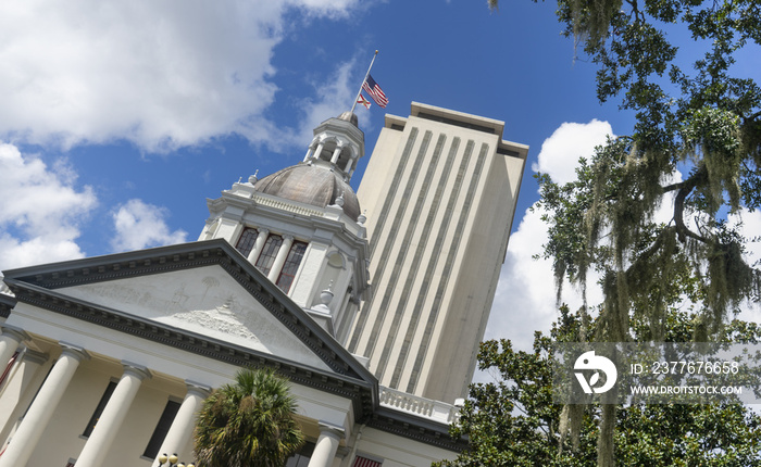 The Capitol building in downtown Tallahassee Florida undergoes a renovation but still looks good.