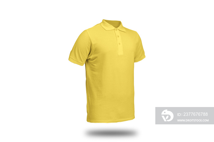 Yellow polo shirt with ghost model concept floating in plain background