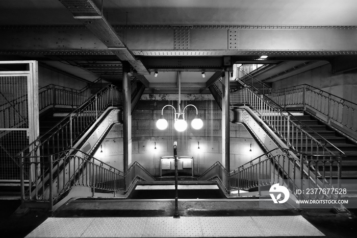 Black and white subway station in Paris