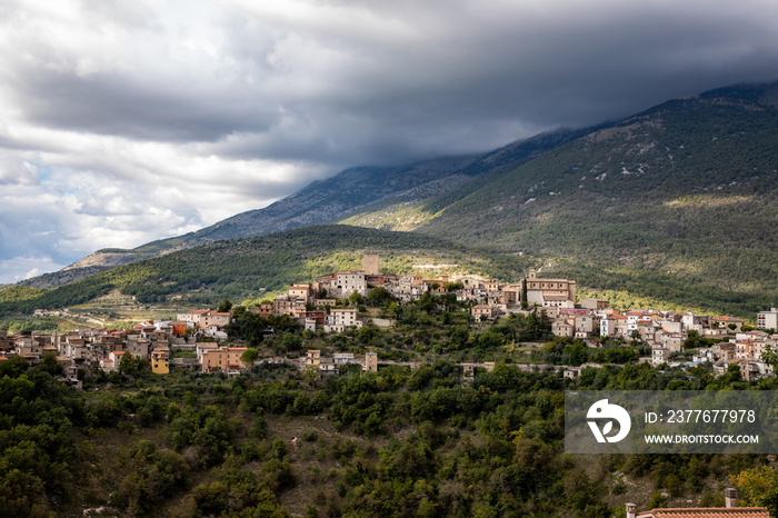 Landscape of  Campoli Appennino. A little village of  Abruzzo, Lazio and Molise National Park, Italy