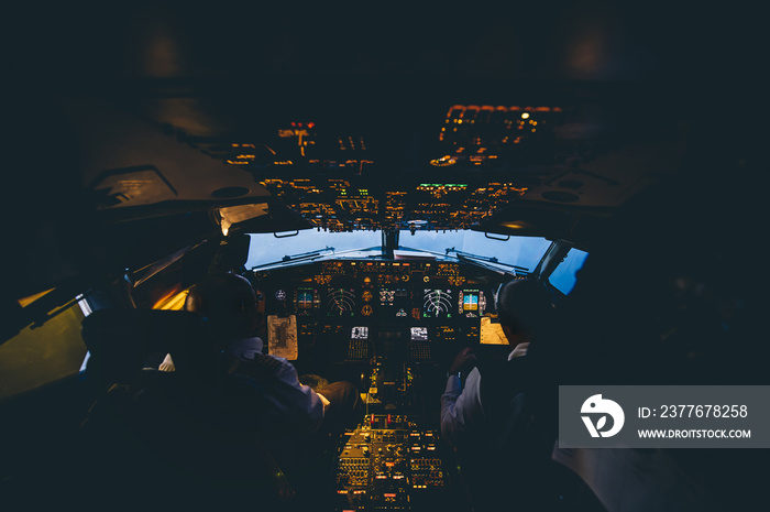 Interior view of plane cabin..