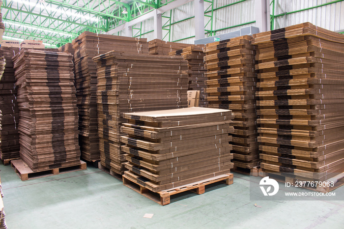 Pile of cardboard in a factory