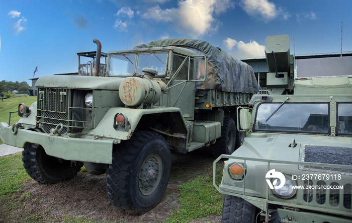 military truck on the road