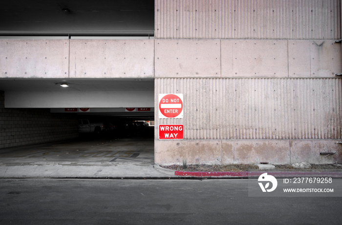 don not enter sign on parking garage