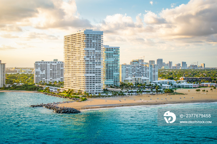 Fort Lauderdale, Florida. Popular viewpoint at the beach to see the cruise ships passing by.