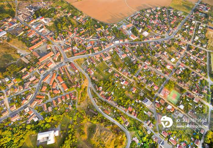 Aerial view to suburb of Pilsen in Czech Republic, Central Europe.