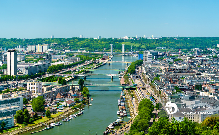 View of the Seine River in Rouen, France