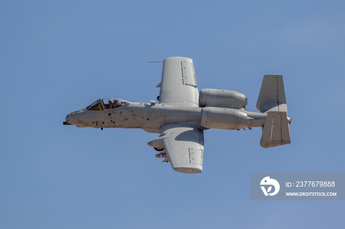 A10 jet in grey colour scheme against a blue sky