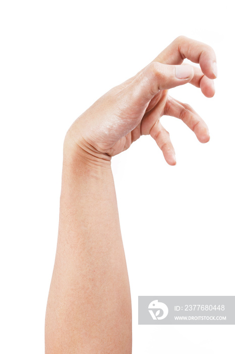 Man hand gestures isolated over the white background. Zombie Hands.