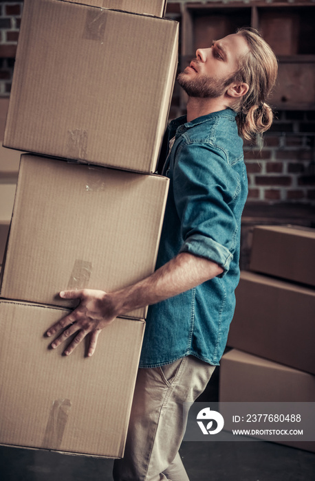 Handsome guy moving