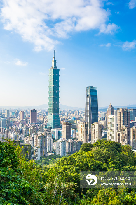 Beautiful landscape and cityscape of taipei 101 building and architecture in the city