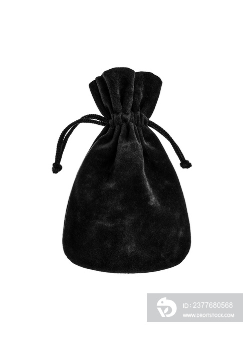 velvet black pouch isolated on white