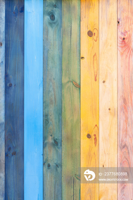 Rainbow painted wooden plank background. summer and lgtb concept.