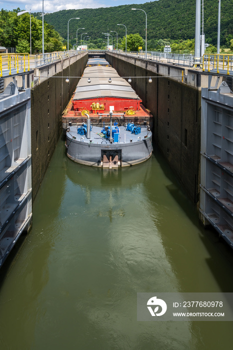 Barge in a ship lift