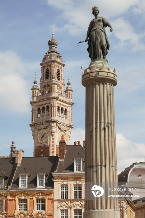 Historic facades at the Grand Place in Lille