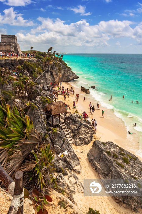 Beautiful Tulum beach at Caribbean sea, Mexico