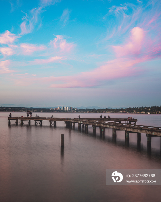 Amazing Pastel Clouds Over Lake Washington In Seattle.