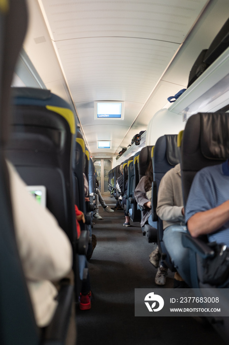 Passengers on cross channel commuter train