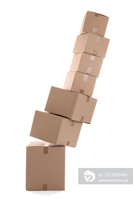 Cardboard boxes on white background