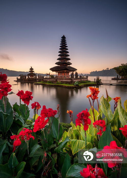 Pura Ulun Danu Bratan, Famous Hindu temple and tourist attraction in Bali, Indonesia. Come in early morning to have beautiful sunrise view