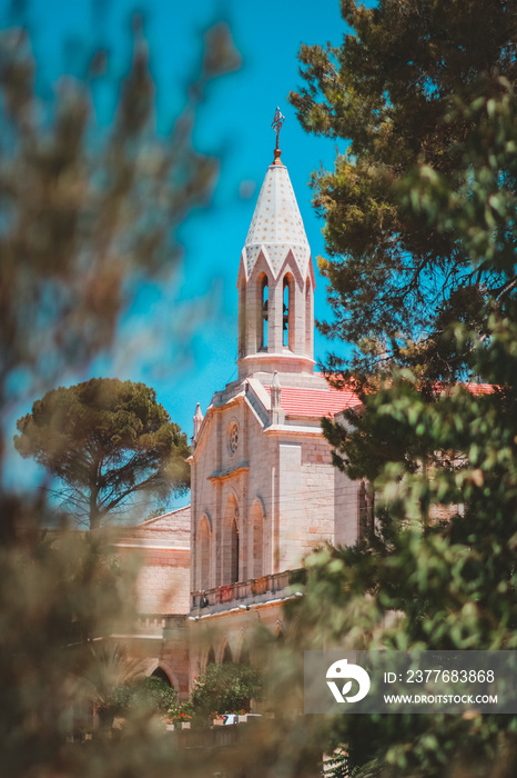 Hortus Conclusus Convent church (The Enclosed Garden) in Artas village near Bethlehem, West Bank, Middle East, Palestine next to the famous Solomon Pools