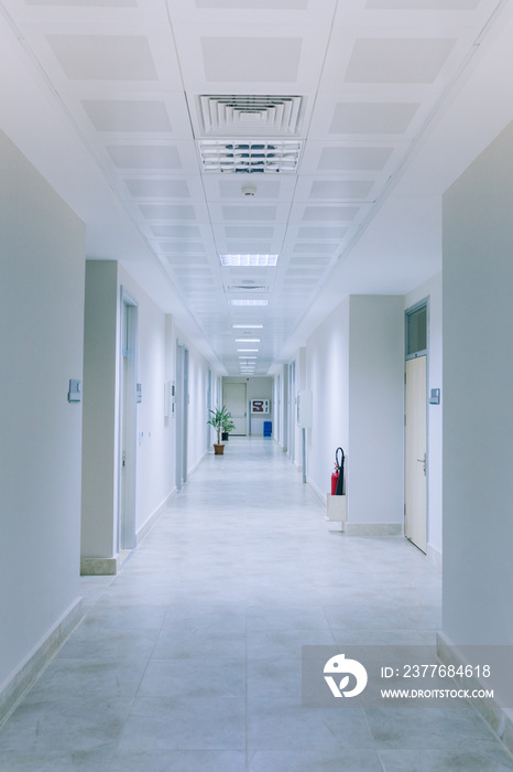 Hospital, school, university or office corridor empty room.