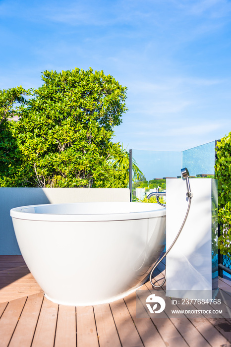 Beautiful luxury white bathtub decoration interior of bathroom