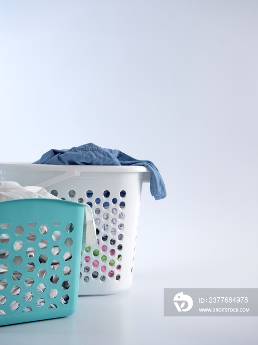 Basket with dirty clothes for washing