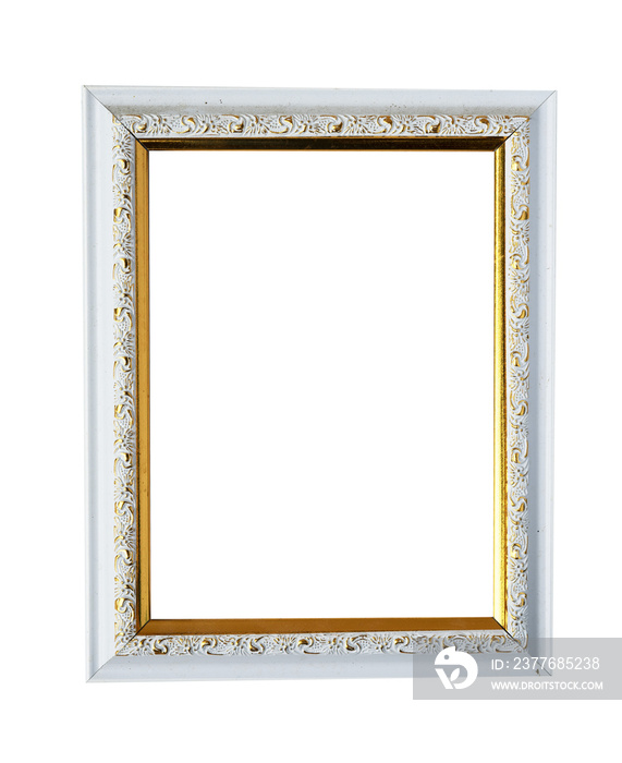 Gold and white frame isolated