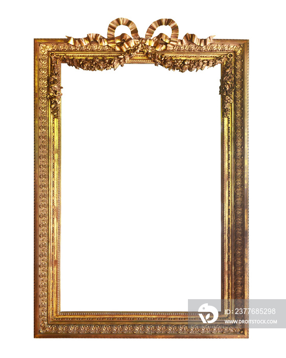 Frame boarder golden wood design isolated on white background.This has clipping path.