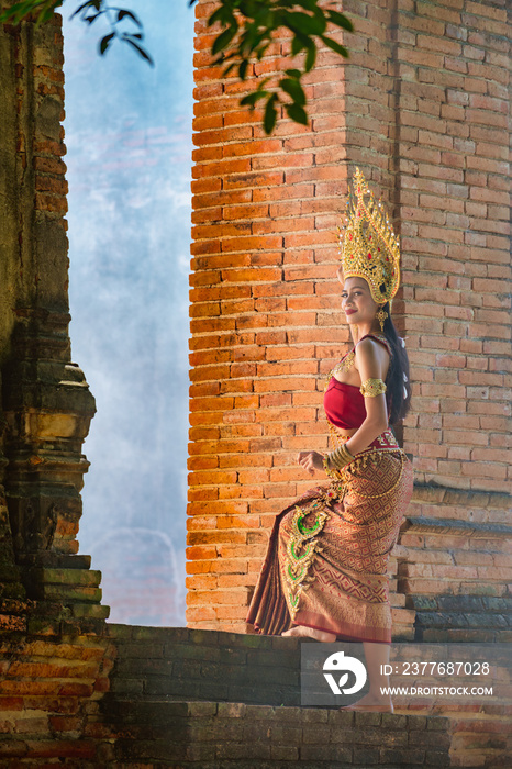 Beautiful girl with costume apsara from cambodia concept, Identi