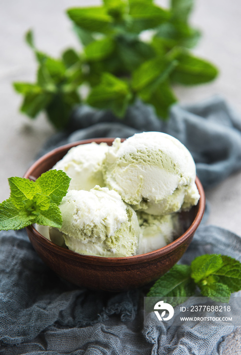 Ice cream with green mint