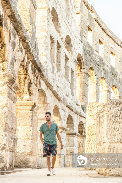 young man at the Pula Arena Croatia