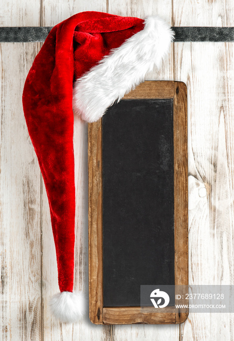 Christmas decoration Santa hat vintage chalkboard banner sign