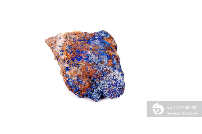 Macro mineral stone Malachite and Azurite against white background