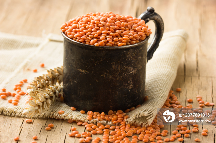 Red lentils  in bowl