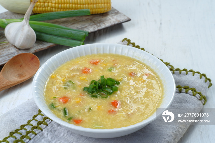 Chinese corn and chicken soup- healthy food style