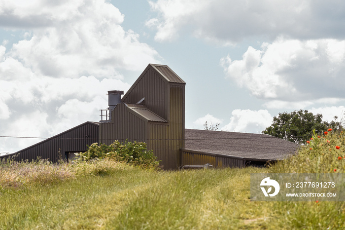 Farm buildings for agricultural farming industry to process and store animal feed