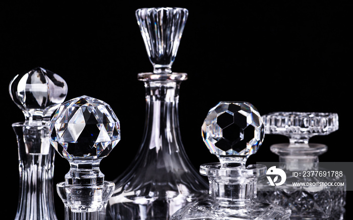 Crystal Glassware isolated on black