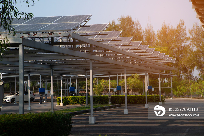 Solar Cell On Roof At Car Park in Middle of Thailand..