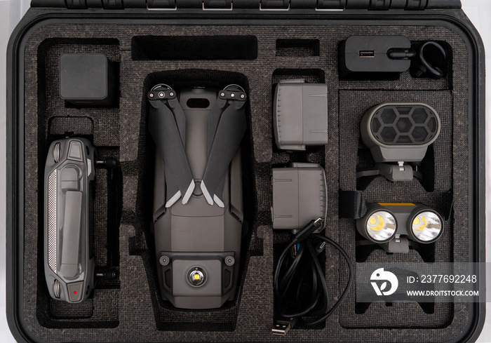 Case with drone and equipment